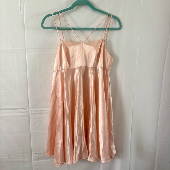 Vintage 80s satin pastel pink mini dress formal nouveau evening collection 8 - Picture 2 of 4